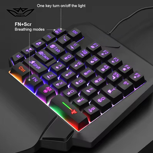 Combo Tastiera <span class=keywords><strong>e</strong></span> <span class=keywords><strong>Mouse</strong></span> da <span class=keywords><strong>Gaming</strong></span> USB con Retroilluminazione RGB MIX LITE per Uso con Una Mano su Dispositivi Mobili - Product Image 5