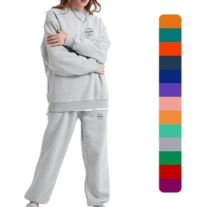 Automne classique personnalisé vierge 310Gsm polaire respirant lâche élastique côtelé col survêtement ensemble goutte épaule survêtements unisexe - Product Image 1