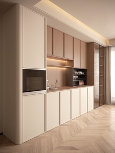 Credenza da terra personalizzata con cassetti a chiusura ammortizzata per cucina aperta di villa, mobile organizer per elettrodomestici - Product Image 2
