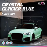 Film de protection pour voiture KUCAI PET PVC, bleu glacier métallisé brillant, résistant aux UV, sans bulles, vinyle pour enveloppement de véhicule, 1,52*17m