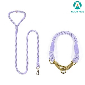 Guinzaglio per cani nuovo personalizzato all'ingrosso colore sfumato arcobaleno guinzaglio morbido per cani in corda di cotone intrecciato tinto a mano - Product Image 4