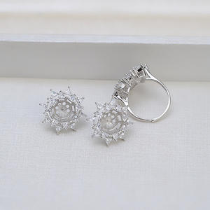 Juego de Joyería Fina de Plata S925 para Mujer, Anillo de Oreja Personalizado, Triángulo de Diamantes, Perla Grande, Incluye Bandeja de Accesorios para DIY - Product Image 4