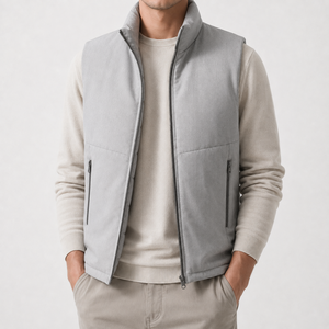 Gilet en duvet d'oie pour homme, léger, chaud, col montant, fermeture éclair intégrale, sans manches, pour le golf, la randonnée, décontracté, hiver - Product Image 3