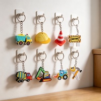 Porte-clés mousqueton en PVC étanche avec logo 3D personnalisé, style échantillons de véhicules de chantier, cadeau d'anniversaire, pour sacs de cadeaux de fête en gros