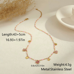 MW 18K Vergoldete Halskette mit Diamanten Besetzt, Magische Farbe, Handgefertigte Kleine Liebes-Halsketten für Frauen aus Edelstahl - Product Image 6