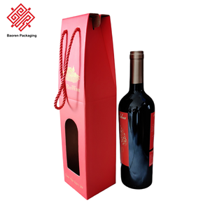 Boîte de transport pour vin haut de gamme Baoren, capacité pour une bouteille, fenêtre transparente, qualité supérieure avec corde de transport - Product Image 2