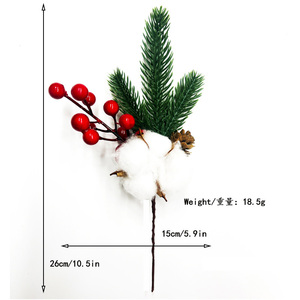 Décorations de Noël artificielles : brindilles de fleurs rouges, cônes de pin, branches de houx et neige artificielle pour les fêtes - Product Image 3