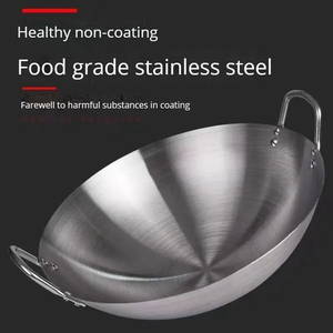 <span class=keywords><strong>Wok</strong></span> professionnel en <span class=keywords><strong>acier</strong></span> inoxydable 22-30cm antirouille avec deux poignées d'une capacité de 18L ustensiles de cuisine allant au four grand ensemble de <span class=keywords><strong>Wok</strong></span> - Product Image 4