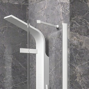 Kamalu moderno bianco opaco 70x80 doppio schermo doccia incernierato in vetro temperato con telaio in alluminio per bagno KT1000B - Product Image 5