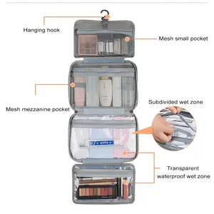 Dry And Wet Separation Makeup Toiletry Bag 4 Folding Travel Cosmetic Bag Organizer Hanging Travel Cosmetic Bag