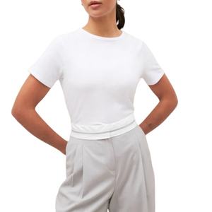 Camisetas Deportivas Casuales de Algodón 100% Ligeras de Marca Personalizada del Fabricante OEM para Mujer, Blancas, Cómodas, con Estampado y Bordado de Verano - Product Image 4