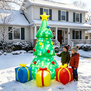 1.8-Meter Christmas <b>Tree</b> Inflatable Gift Box with Built-In LED <b>Lights</b>, <b>Outdoor</b> Courtyard Christmas Decoration Ornaments - Product Image 2