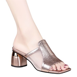 Sendal Wanita Stylish, Sandal Outdoor Bernapas, Hak Tebal Nyaman, Sandal Ujung Persegi, Ukuran Besar, Hak Tinggi Wanita - Product Image 5