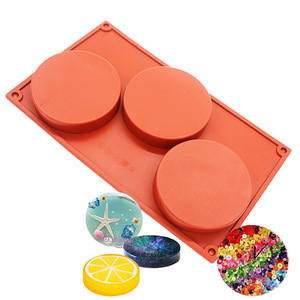 Moule en silicone 3 cavités écologique marron-rouge <span class=keywords><strong>pour</strong></span> <span class=keywords><strong>chocolat</strong></span>, pâtisserie, dessous-de-verre, gâteau, crème, <span class=keywords><strong>tarte</strong></span>, soufflé, boîte bento, sac OPP - Product Image 3