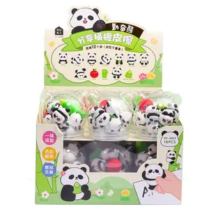 T1715 Escola nova chegada 3D Panda Forma Balde Eraser Estudante Dos Desenhos Animados Bonito 12pcs Mini Borrachas