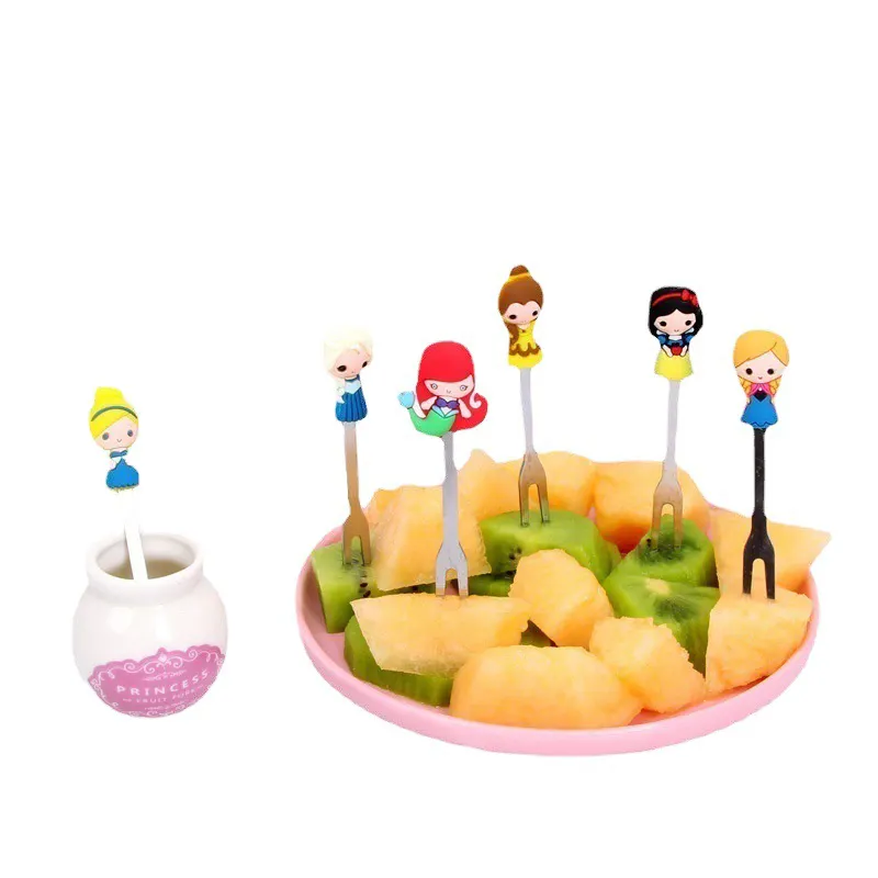 Fourchette à fruits en Pvc, cure-dents pour enfants, accessoires colorés, cadeau, réutilisable