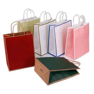 Logo promotionnel pour livraison luxe pain pas cher cadeau personalalis fushia noir sac kraft cabas en papier