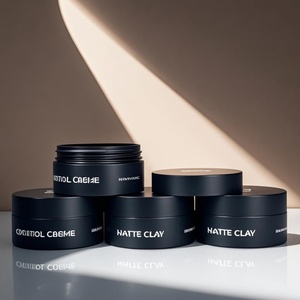 <b>Empty</b> PET Plastic 80ml 100ml 120ml 150ml 200ml 250ml 500ml Matte Black Cosmetic <b>Jar</b> for Cream Cosmetic Packaging Containers - Product Image 1