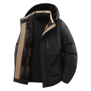 Giubbotto Blouson Invernale da <span class=keywords><strong>Uomo</strong></span> con Isolamento Termico in Grafene Collo Alto Motivo a Lettere Logo Frontale Cappuccio Staccabile Spesso Stile Casual - Product Image 3