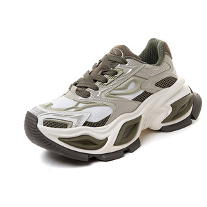 Zapatillas deportivas casuales transpirables de verano para hombre, estilo papá, de malla, con suela gruesa y cordones, las más vendidas y de moda. - Product Image 3