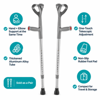 Béquille robuste en alliage d'aluminium extensible pour personnes âgées, aide à la marche quotidienne en extérieur et en intérieur