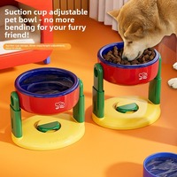 Gamelle de protection pour animaux à hauteur réglable avec ventouses obliques, gamelles pour chien à fixer au sol, anti-chute, facile à soulever pour chat