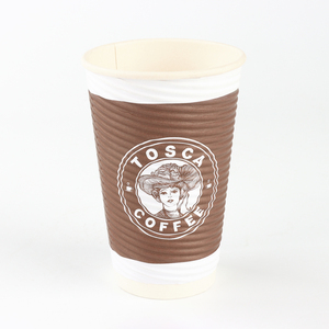 Tazas de café de doble pared Tazas de papel de doble capa 12oz 16oz Tazas de logotipo personalizado desechables corrugadas Papel de café de 350ml - Product Image 1