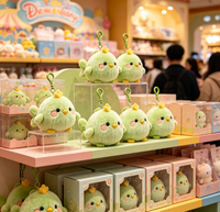Peluche précieuse en forme d'oiseau, poussin rond vert menthe avec bec jaune et joues rosées, conception personnalisée OEM ODM