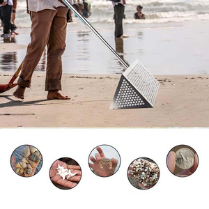 Rastrillo de tamiz de arena de acero y cubo plegable herramienta de jardín/playa resistente para caza de conchas, jardinería, nivelación de arena - Product Image 3