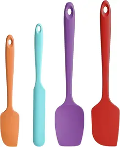 Chịu Nhiệt Đa Màu Sắc Nhà Bếp Trowel Bát Máy Trộn Không Dính 4 Miếng Silicone Bánh Nướng Nấu Ăn Thìa Bộ