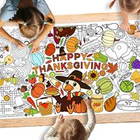 Leenice Affiche d'activités de Thanksgiving, Fête de la dinde, Bannière de peinture éducative en carton DIY, Nappe, Cadeau de rentrée scolaire pour enfants
