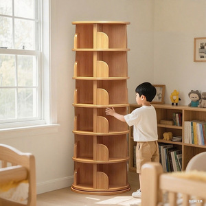 Étagère de rangement multifonctionnelle en bois massif moderne, rotative à 360 degrés, à 8 niveaux, pour livres et photos, idéale pour la maison, le bureau et la <span class=keywords><strong>chambre</strong></span> à coucher (vente en gros) - Product Image 1