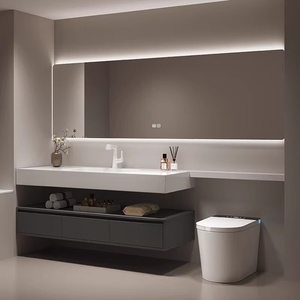 Simple and luxurious hanging slate ceramic seamless basin bathroom cabinet washbasin - Product Image 3
