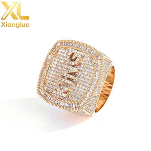 Customized DIY Letter Hip Hop <b>Ring</b> 18K <b>Gold</b> Plated Zircon <b>Set</b> for Unisex - Product Image 4
