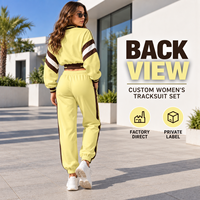 Ensemble de survêtement sport streetwear personnalisé pour femme, veste courte à col montant et fermeture éclair intégrale à manches longues, pantalon de jogging color block, deux pièces