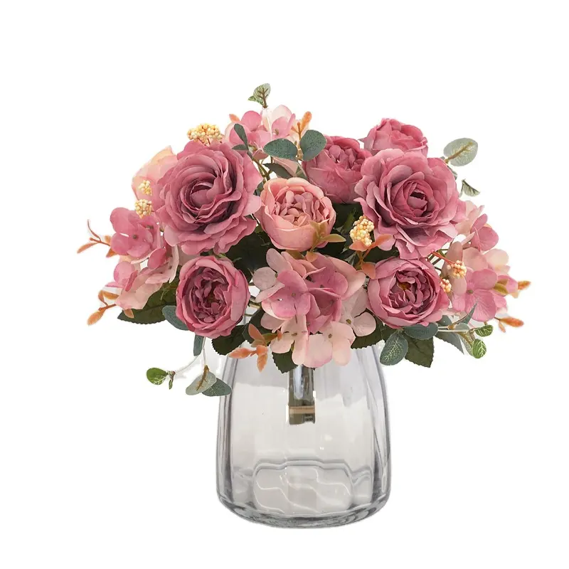 Hydrangea peony bouquet European and American retro simulation flower creative home decoration wedding hand bouquet arrangement