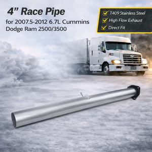 Tuyau d'échappement de course à haut débit en acier inoxydable FLO-VIC SJ-037 de 4 pouces et 1,5 mm d'épaisseur pour Dodge <span class=keywords><strong>Ram</strong></span> 2500 <span class=keywords><strong>3500</strong></span> 6.7L Cummins <span class=keywords><strong>Diesel</strong></span> 2007.5-<span class=keywords><strong>2012</strong></span> - Product Image 1
