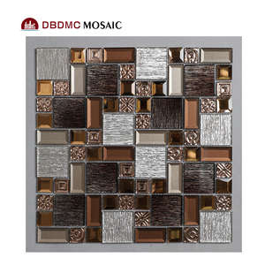 Mosaico de vidro de mistura de metal 3d, popular, cubo para casa e loja, painel de parede, papel de parede, decoração, telha