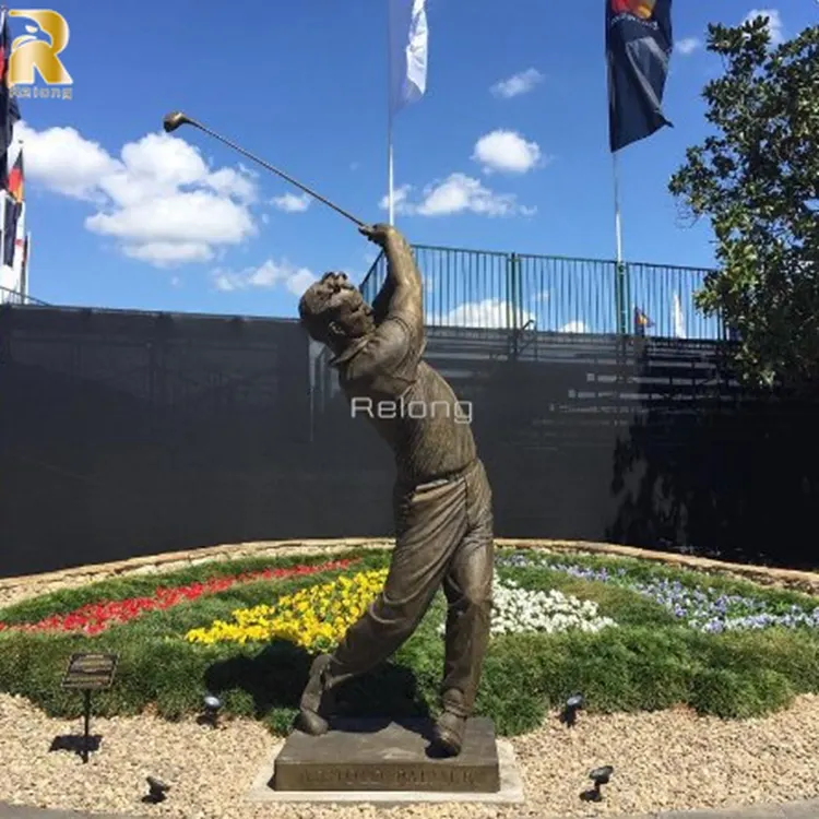 Personalizado alta qualidade Bronze Golf esculturas vida tamanho esportes estátua para exterior