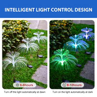 Lumière de méduse à double couche à LED solaire à fibre optique, étanche IP65, petite lumière de jardin extérieure, étoiles, lune, blanc chaud