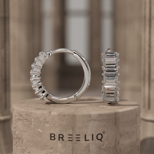 Pendientes de Aro de Oro Sólido de 14K con Diamantes Baguette, Estilo Huggie de Lujo, Joyería Fina para Mujer, Regalo para Boda, Aniversario, Fiesta - Product Image 6