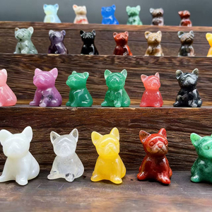 Sculptures de bouledogues français en pierre semi-précieuse naturelle de 3-4 cm, figurines d'animaux en cristal de guérison pour la décoration intérieure et les cadeaux - Product Image 2