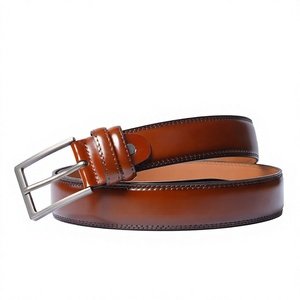 Ceinture en cuir de vache véritable pour homme, couleur marron unie, boucle à ardillon, style formel, durable, moulage monobloc - Product Image 2