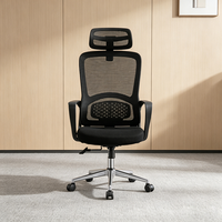 Chaise de bureau ergonomique moderne de haute qualité avec dossier haut en maille, pivotante, réglable en hauteur et extensible