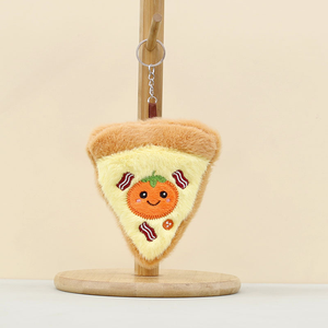 بيع بالجملة لطيف الكرتون ساندويتش البيتزا القطيفة قلادة المفاتيح plushier الخبز لينة مخصص محشوة الحيوان للترقية - Product Image 4
