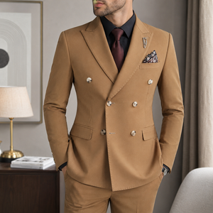 Costume croisé <span class=keywords><strong>pour</strong></span> homme, style italien, en laine peignée, <span class=keywords><strong>pour</strong></span> affaires, mariage, <span class=keywords><strong>cérémonie</strong></span>, ensemble blazer et <span class=keywords><strong>pantalon</strong></span>, luxe, <span class=keywords><strong>pour</strong></span> mariage, plage, soirée, bal de promo - Product Image 1