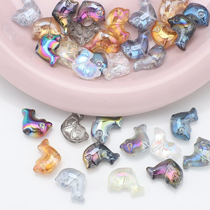 Cuentas de delfín de cristal púrpura transparente, ilusión chapada, cuentas de cristal coloridas en forma de delfín de 11X16MM para la fabricación de joyas - Product Image 1
