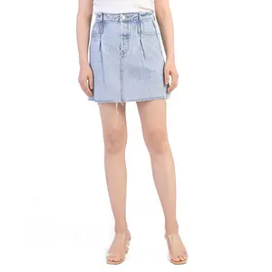 Desain Baru Wanita Fashion Mini Pinggang Tinggi Rok Biru Muda Denim Rok Celana Jeans