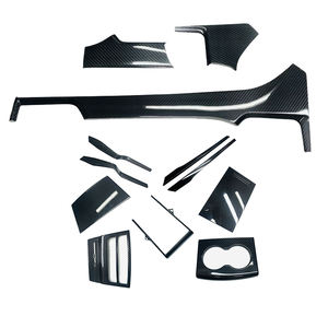 مجموعة من 12 قطعة من ألياف الكربون الحقيقي من شركة تصنيع المعدات الأصلية لنموذج تسلا X-، غطاء لوحة القيادة المركزية الأمامية للوحة القيادة ، لوحة الملاحة - Product Image 1