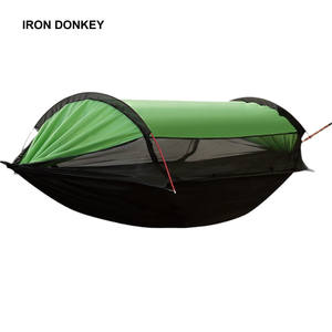 IRONDOENKY Hamac de camping en nylon avec <span class=keywords><strong>moustiquaire</strong></span>, lit suspendu d'extérieur, anti-retournement, à pousser et à tirer - Product Image 2